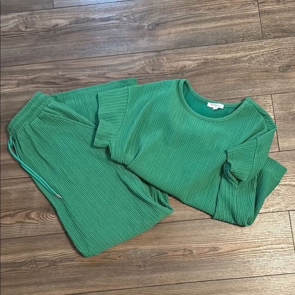 Polagram Tops - Polagram Green Textured Top and Pants Set